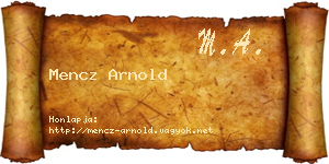 Mencz Arnold névjegykártya
